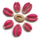 Muszelki kauri naturalne - 20~26x13~18x5~7mm - neon róż
