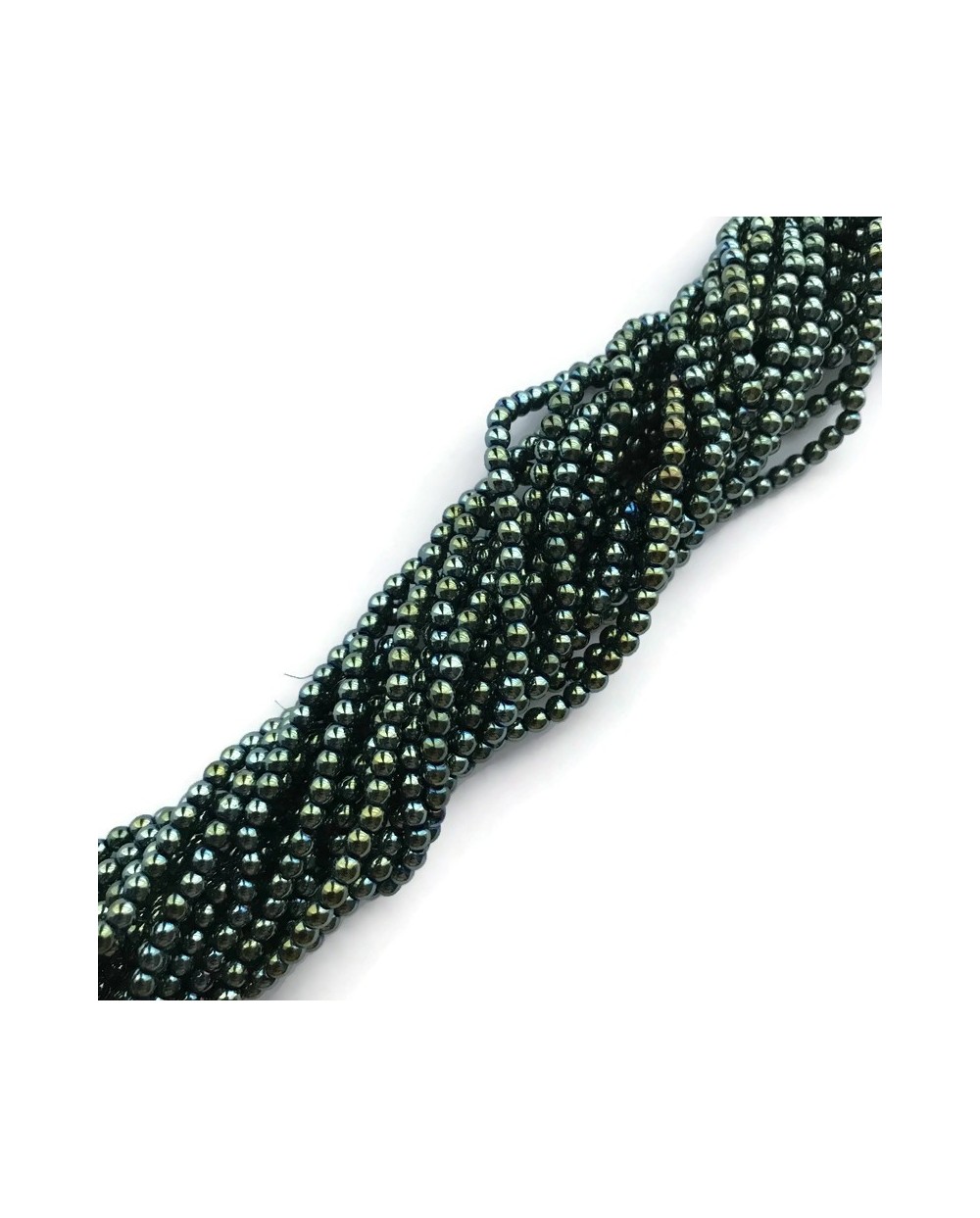 Hematyt kulka 3mm zielony sznurek