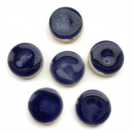Kaboszon ceramiczny gładki, koło 17mm, ciemny niebieski