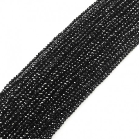 Spinel kulka fasetowana 3-3,5mm czarny sznurek