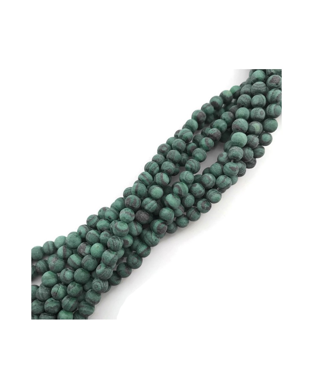 Malachit kulka matowa 4mm sznurek