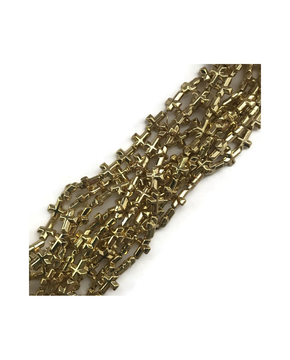 Hematyt krzyżyk 10x8mm  złoty sznurek