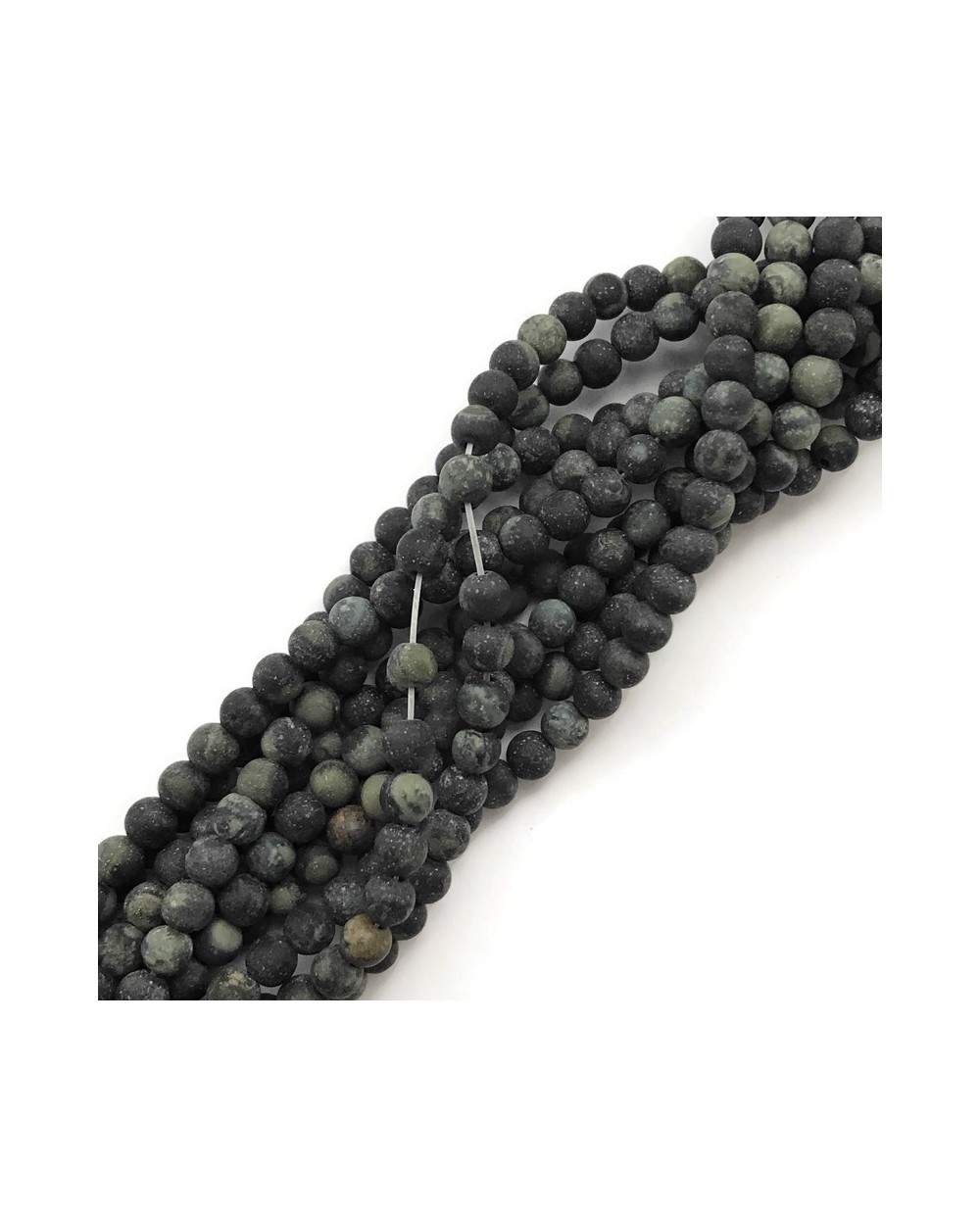 Jaspis kulka matowa 4mm zielony mix sznurek