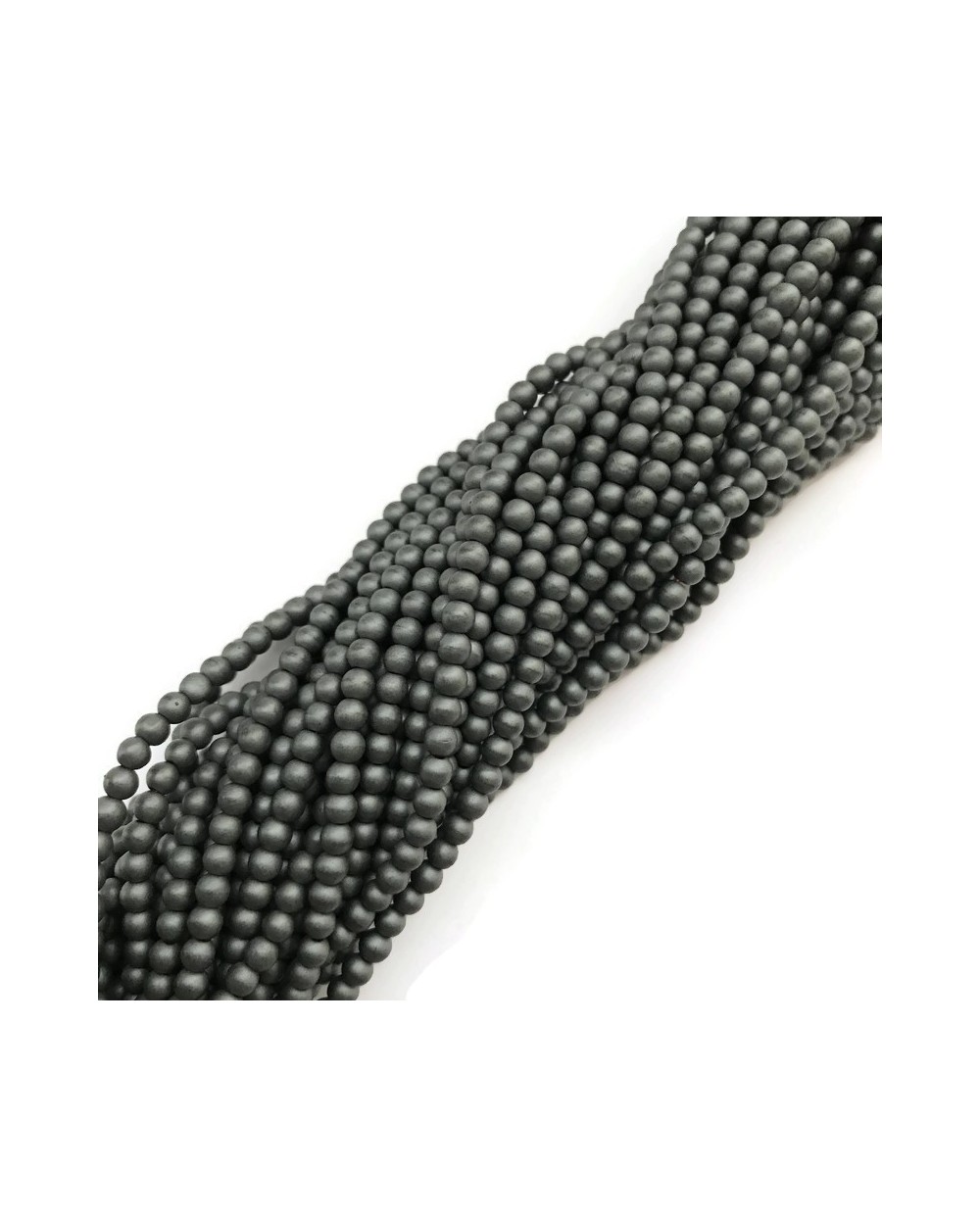 Hematyt kulka matowa 3mm czarny sznurek