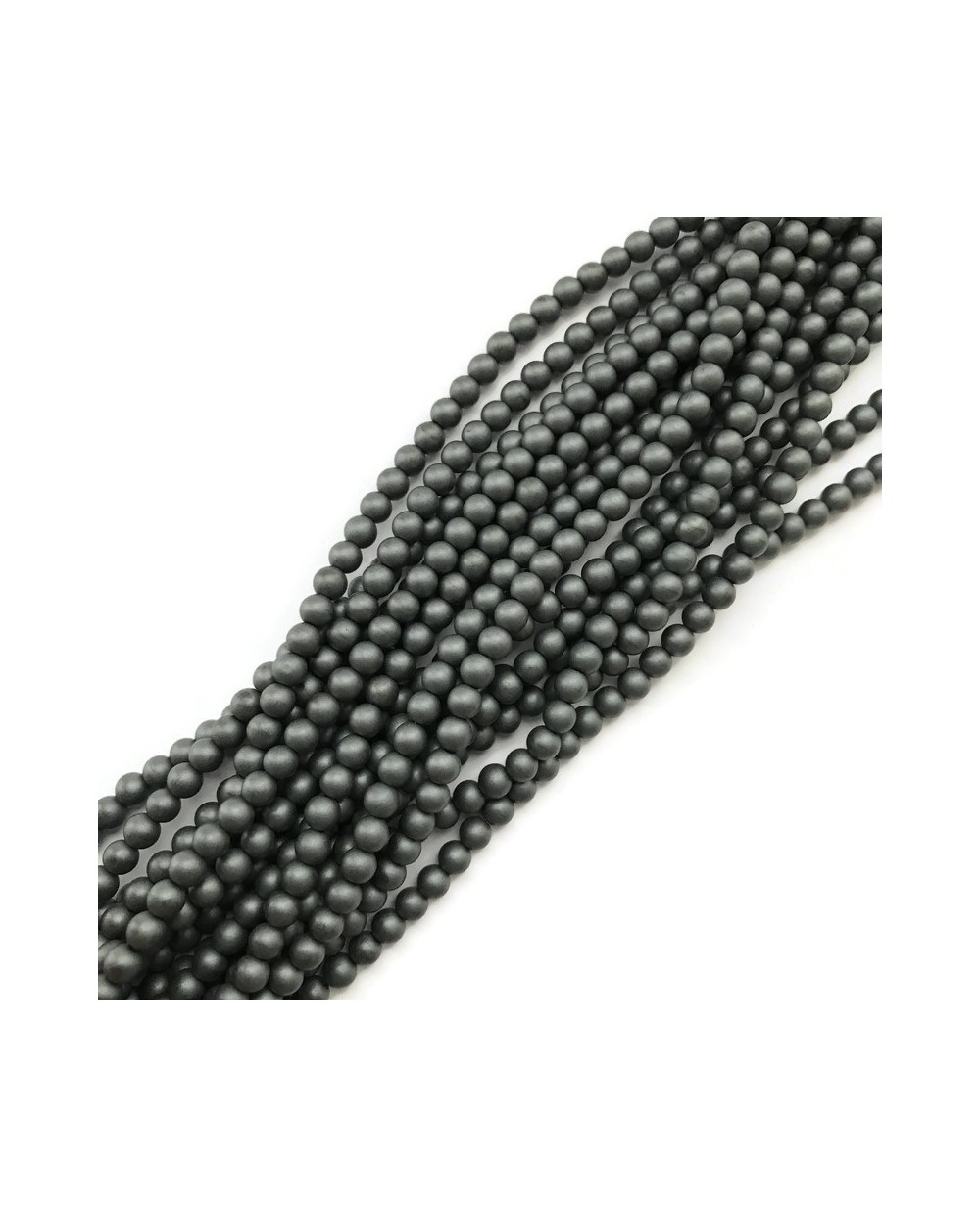 Hematyt kulka matowa 4mm czarny sznurek