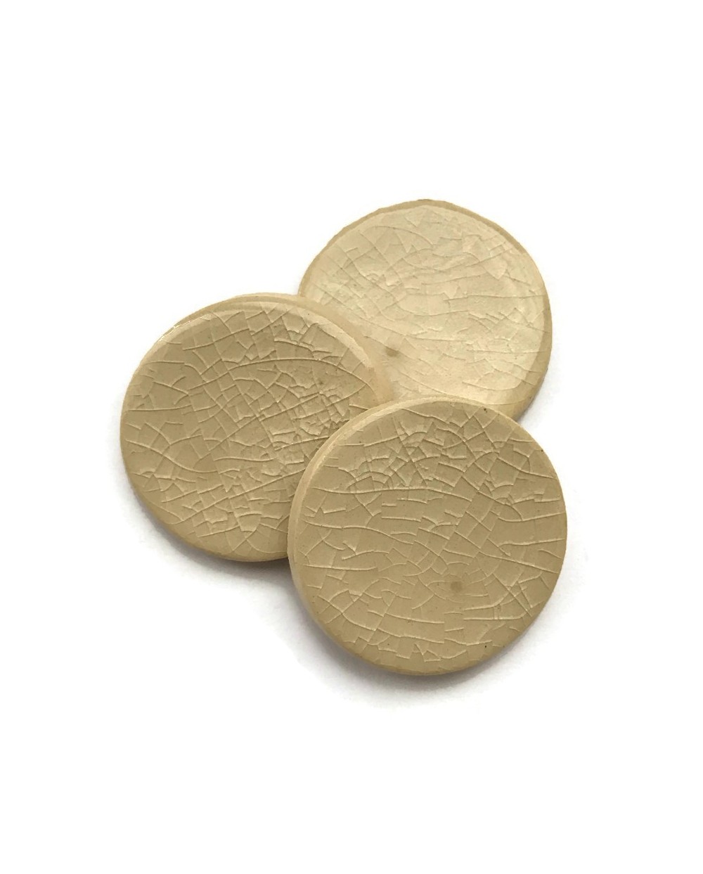 Kaboszon ceramiczny, koło 30mm czerwony gładki, ecru