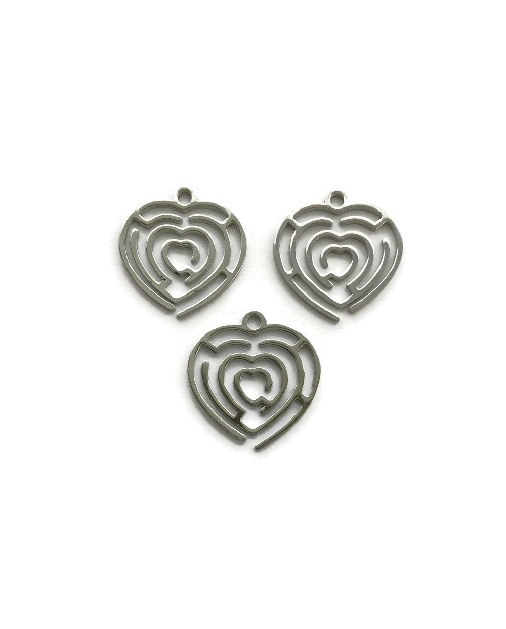 Zawieszka Serce labirynt 18x17mm stal nierdzewna