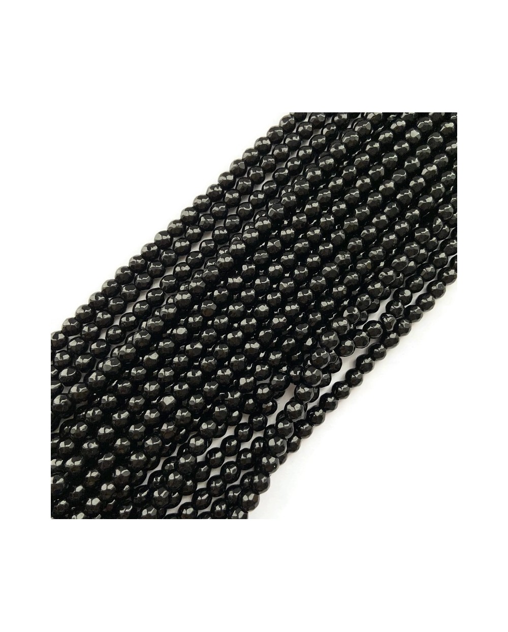 Black Stone kulka 6mm czarny fasetowana sznurek