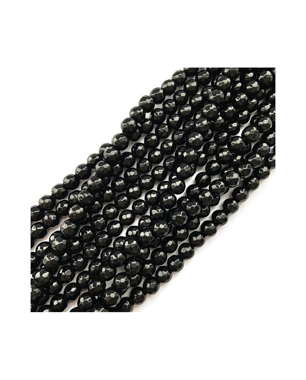Black Stone kulka 8mm czarny fasetowana sznurek