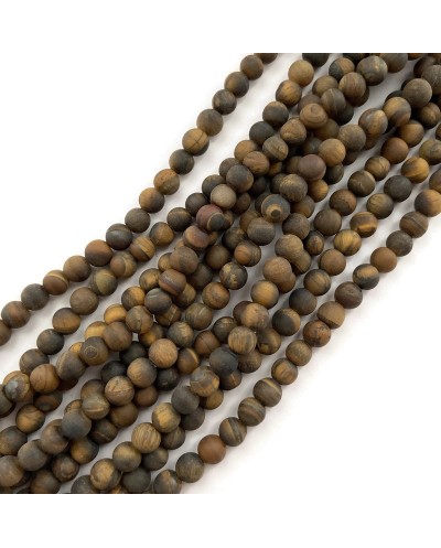 Tygrysie oko kulka mat 6mm brązowy sznurek