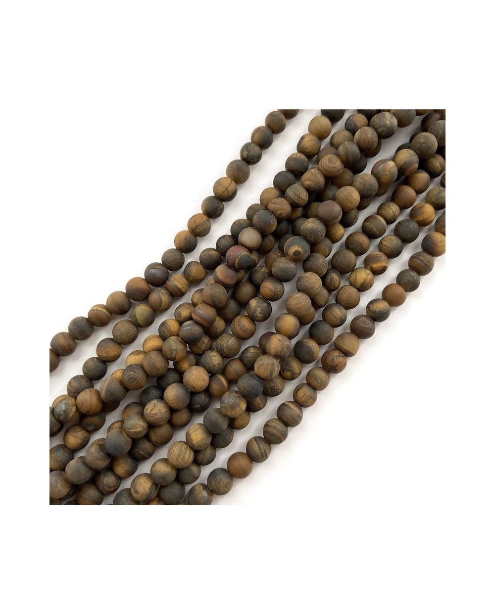 Tygrysie oko kulka mat 6mm brązowy sznurek