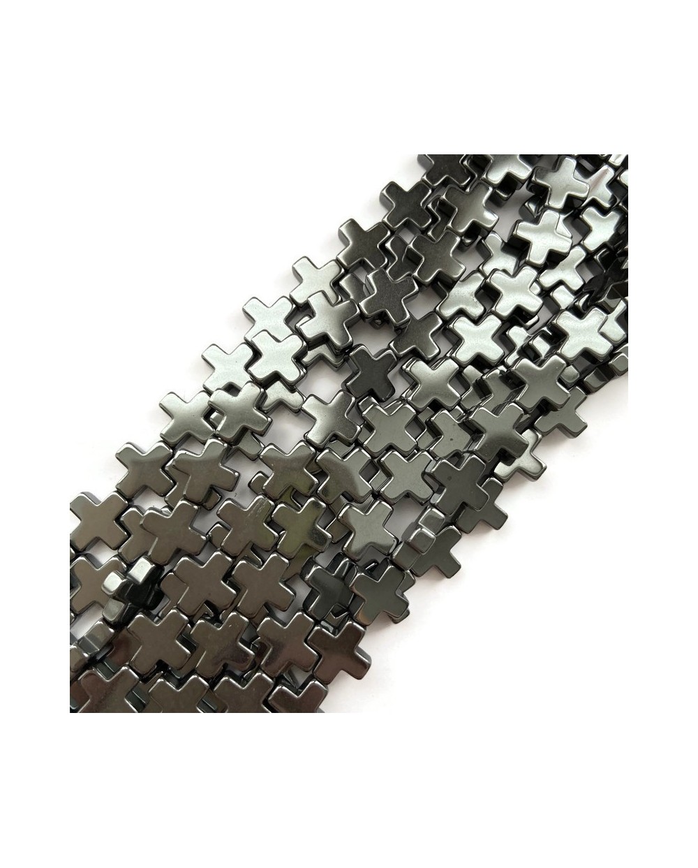 Hematyt krzyżyk gładki 12x12mm sznurek czarny