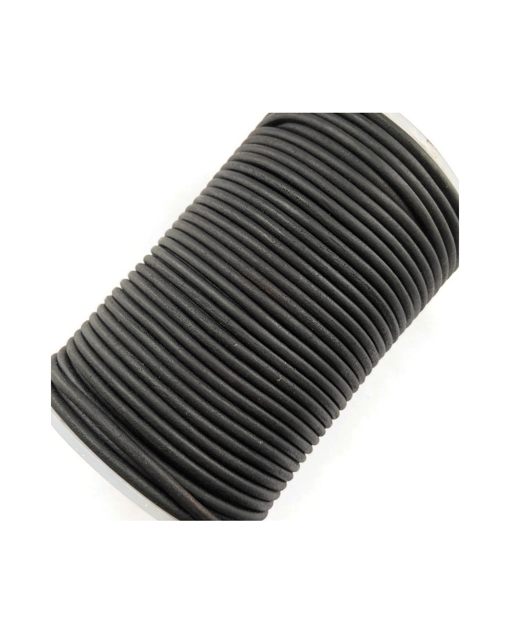 Rzemień naturalny okrągły 3mm - Antique Black matte