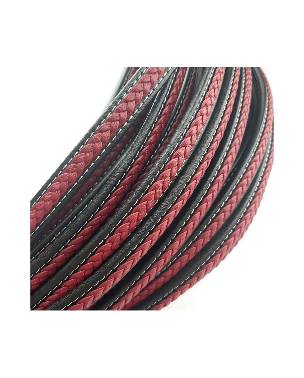 Rzemień naturalny płaski 12x7mm czarno-czerwony