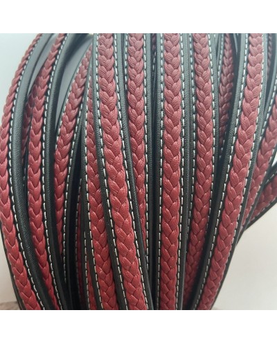 Rzemień naturalny płaski 12x7mm czarno-czerwony