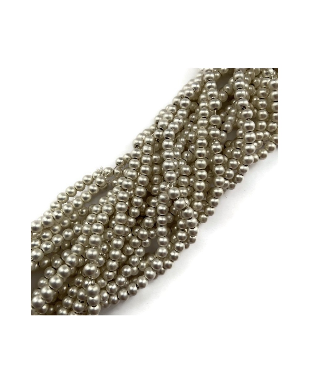 Hematyt kulka 3,5-4mm gładka matowa srebrna sznurek