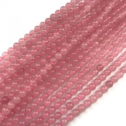 Kwarc różowy kulka gładka 6mm sznurek
