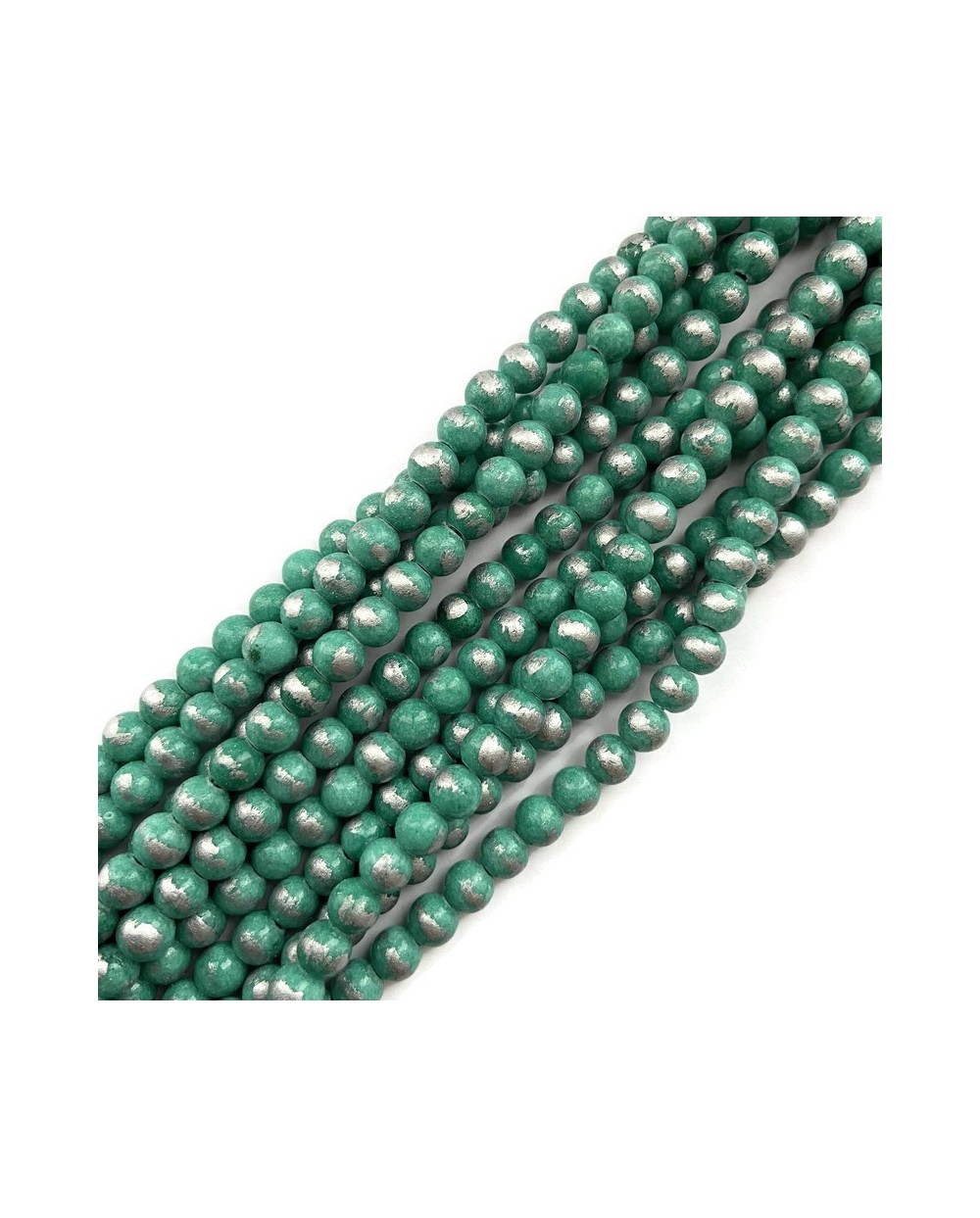 Jadeit zielony ze srebrnym kulka 6mm gładka