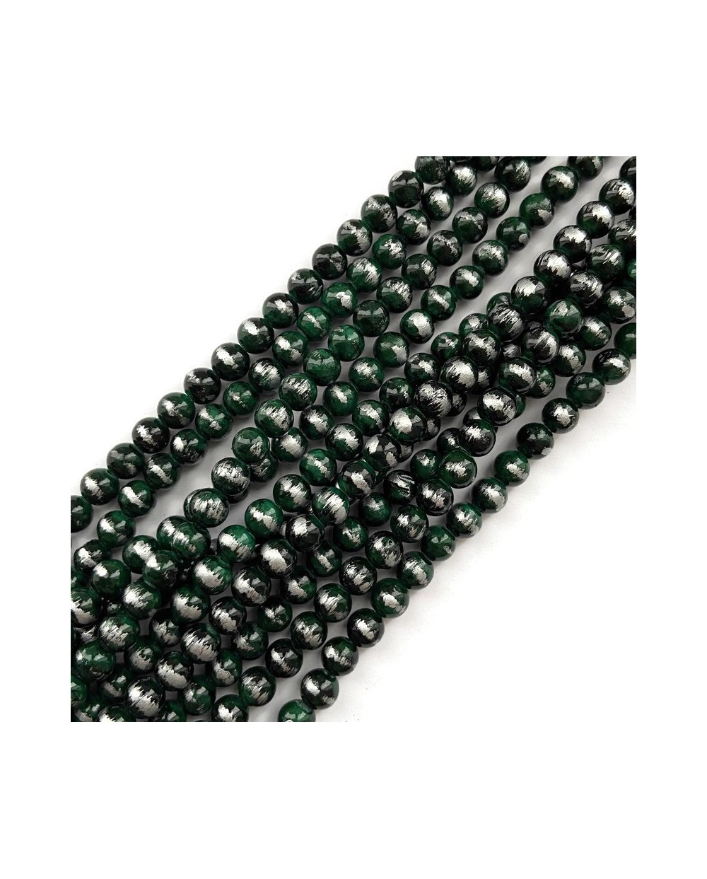 Jadeit ciemno zielony ze srebrnym kulka 6mm gładka