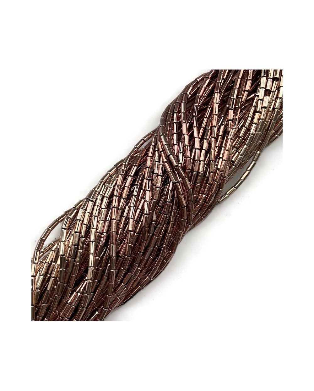 Hematyt wałek 4x2mm jasny rose gold sznurek