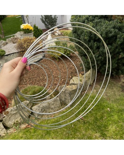 Srebrna Metalowa Obręcz do łapacza snów koło 12cm