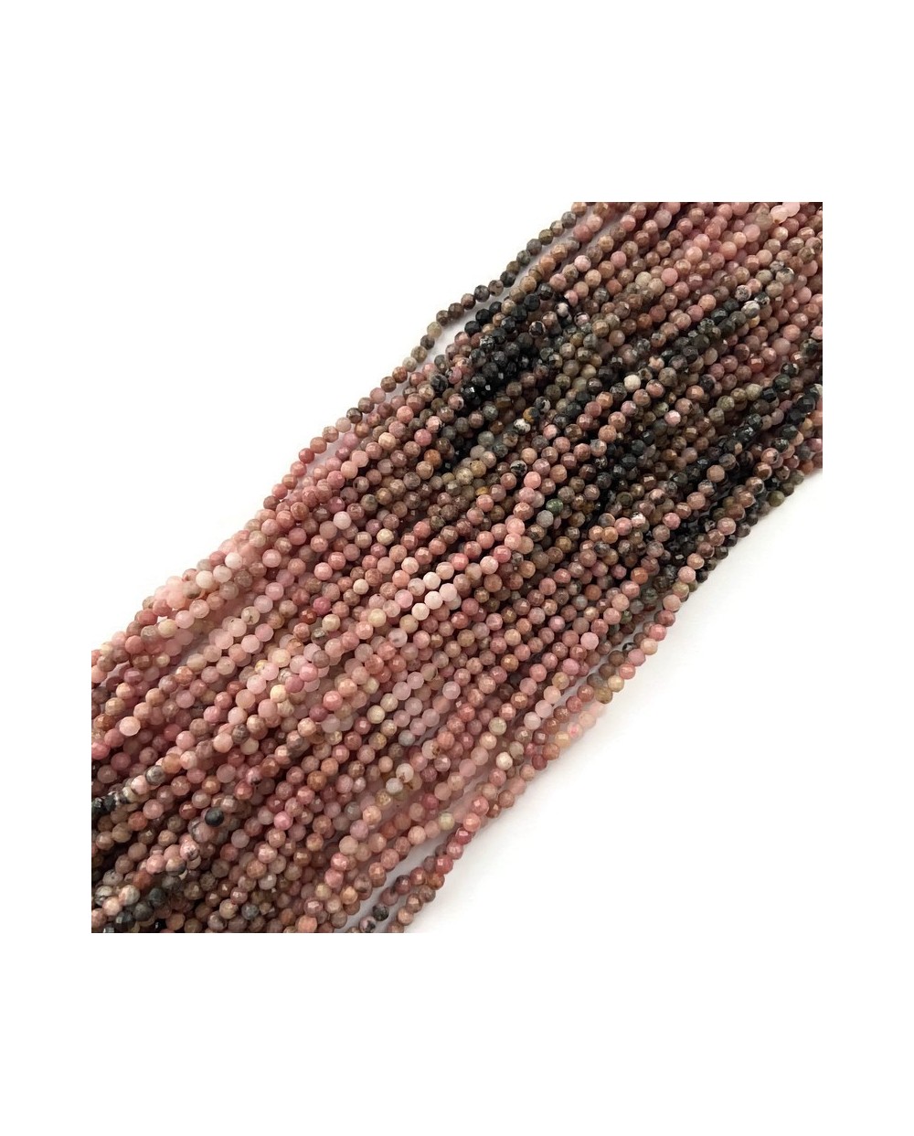 Rodonit kulka fasetowana 3mm sznurek mix