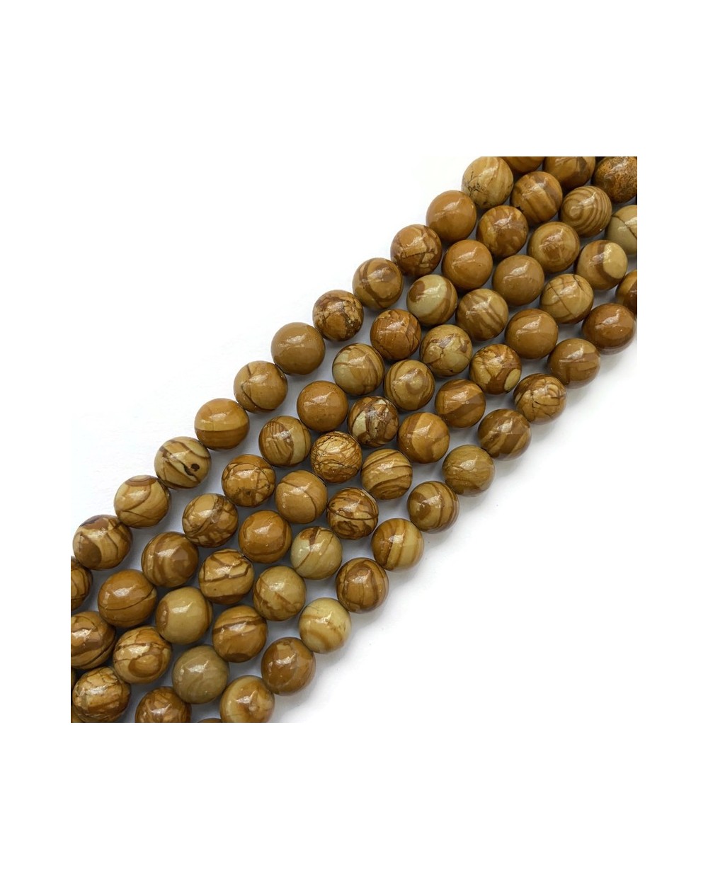 Skamieniałe drewno kulka 8mm kulka gładka sznurek