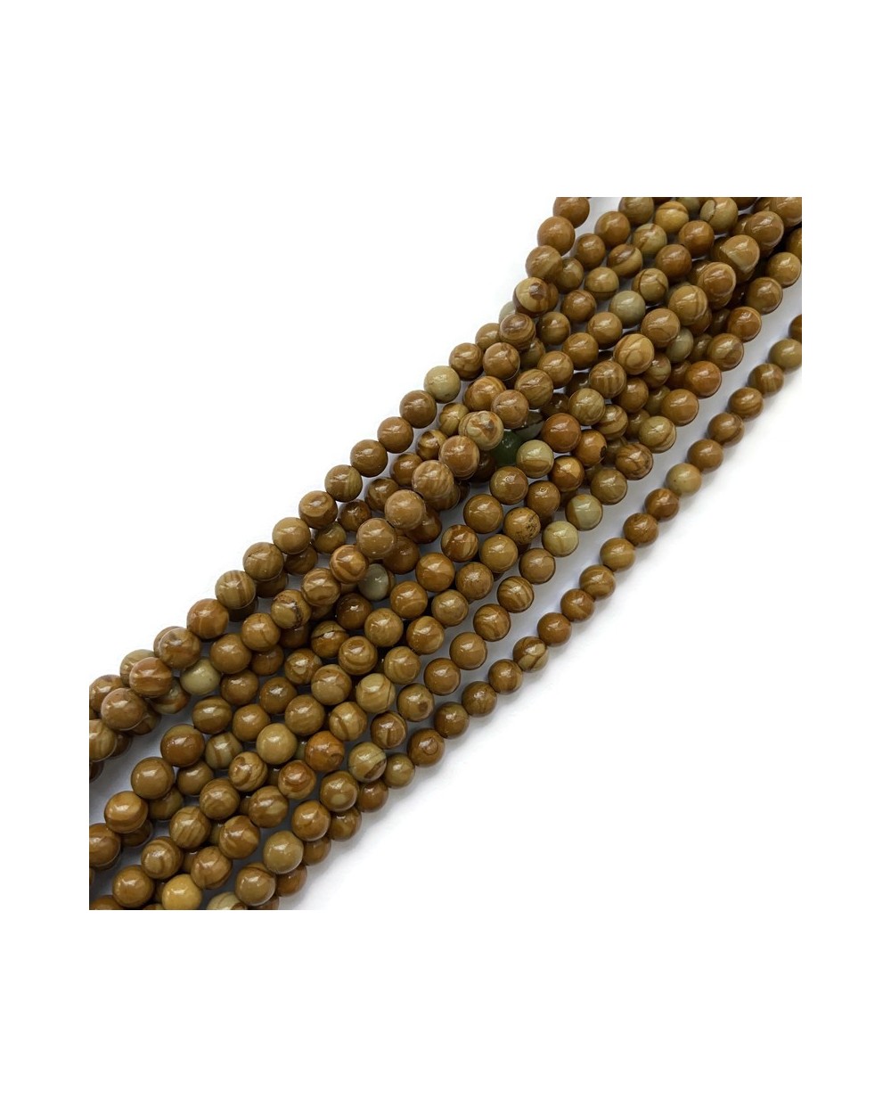 Skamieniałe drewno kulka 4mm kulka gładka sznurek