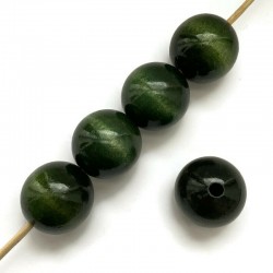 Koraliki drewniane lakierowane 30 mm ciemny zielony