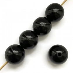 Koraliki drewniane lakierowane 30 mm czarne