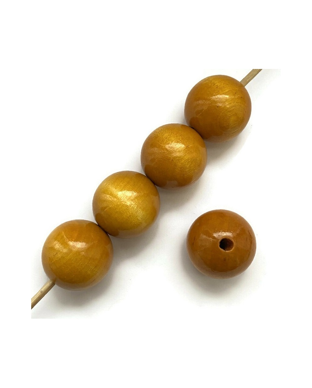Koraliki drewniane lakierowane 30 mm żółte