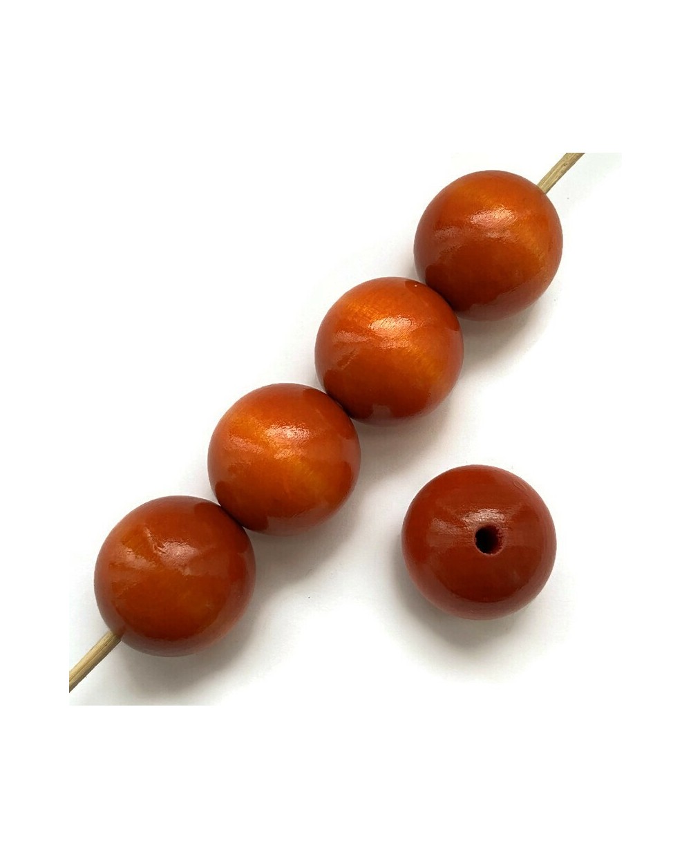 Koraliki drewniane lakierowane 25mm pomarańczowe