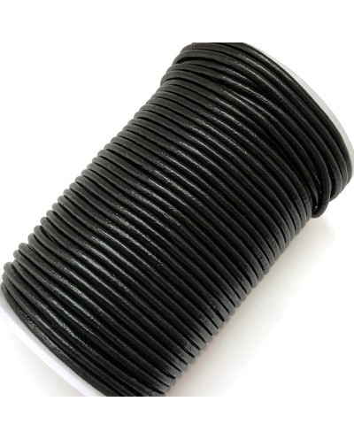 Rzemień naturalny okrągły 2mm - czarny