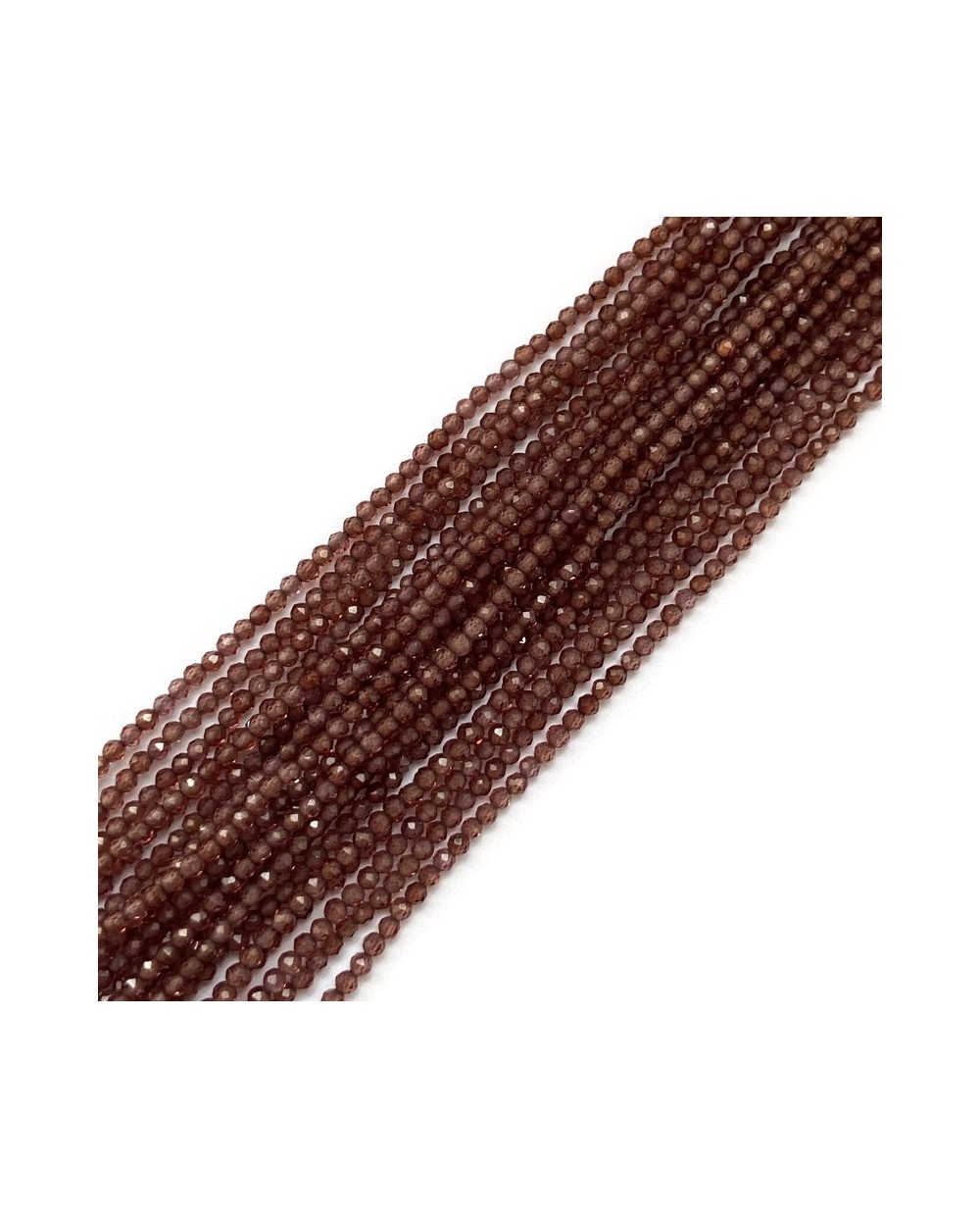 Granat kulka fasetowana 2mm sznurek kawowy