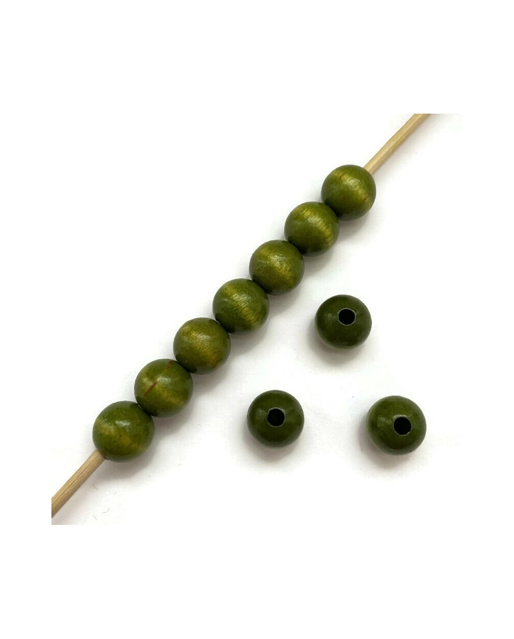 Koraliki drewniane lakierowane 12mm zielone