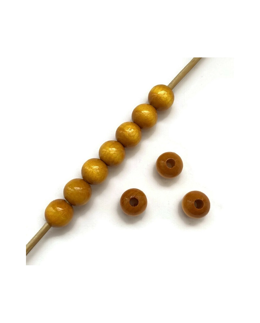Koraliki drewniane lakierowane 12mm żółte